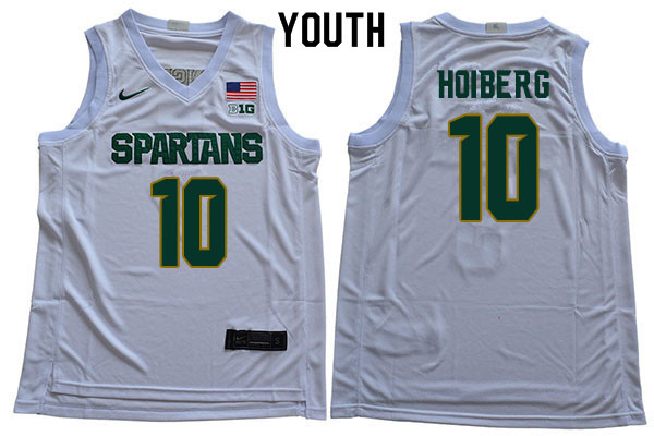 2019-20 Youth #10 Jack Hoiberg Michigan State Spartans College Basketball Jerseys Sale-White